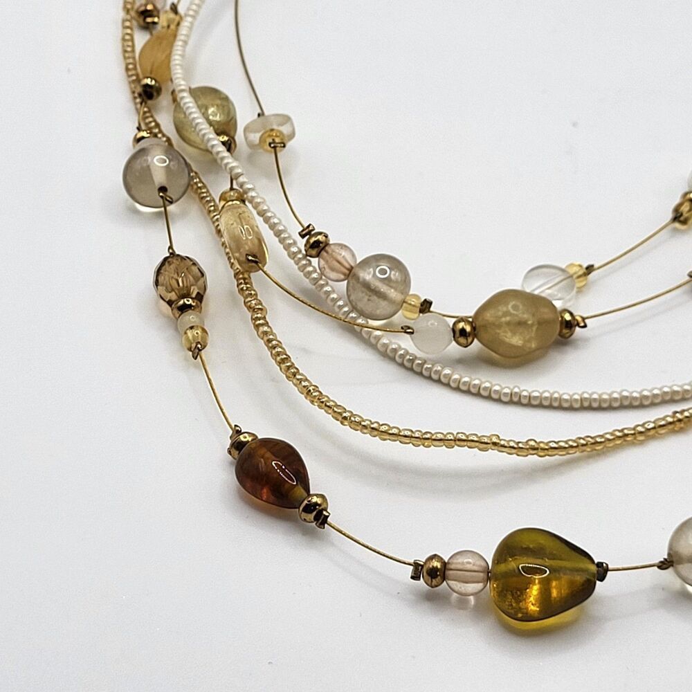 Bohemian Glass Station Beaded Multilayer Necklace 18.5in